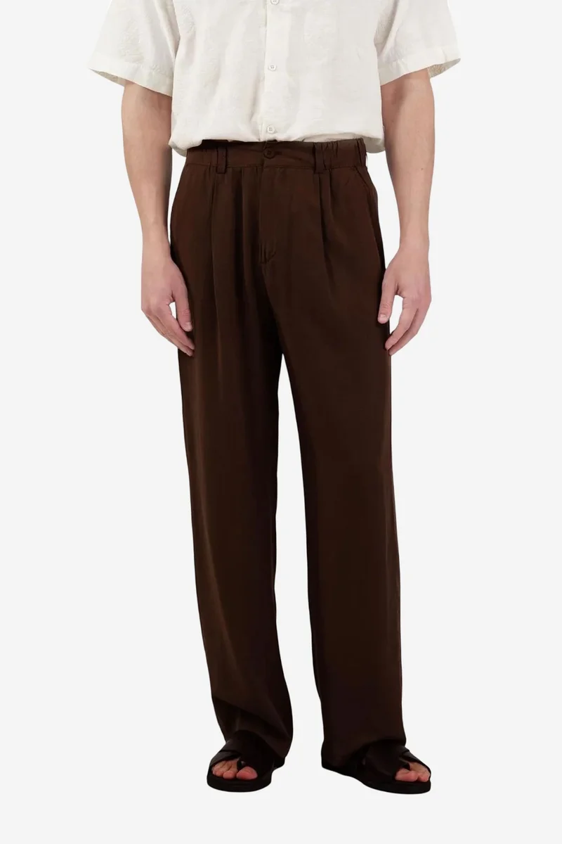 Giesto Beaver Brown GIESTO High Waist Wide Leg Pleated Trousers for Men | Best Price UAE