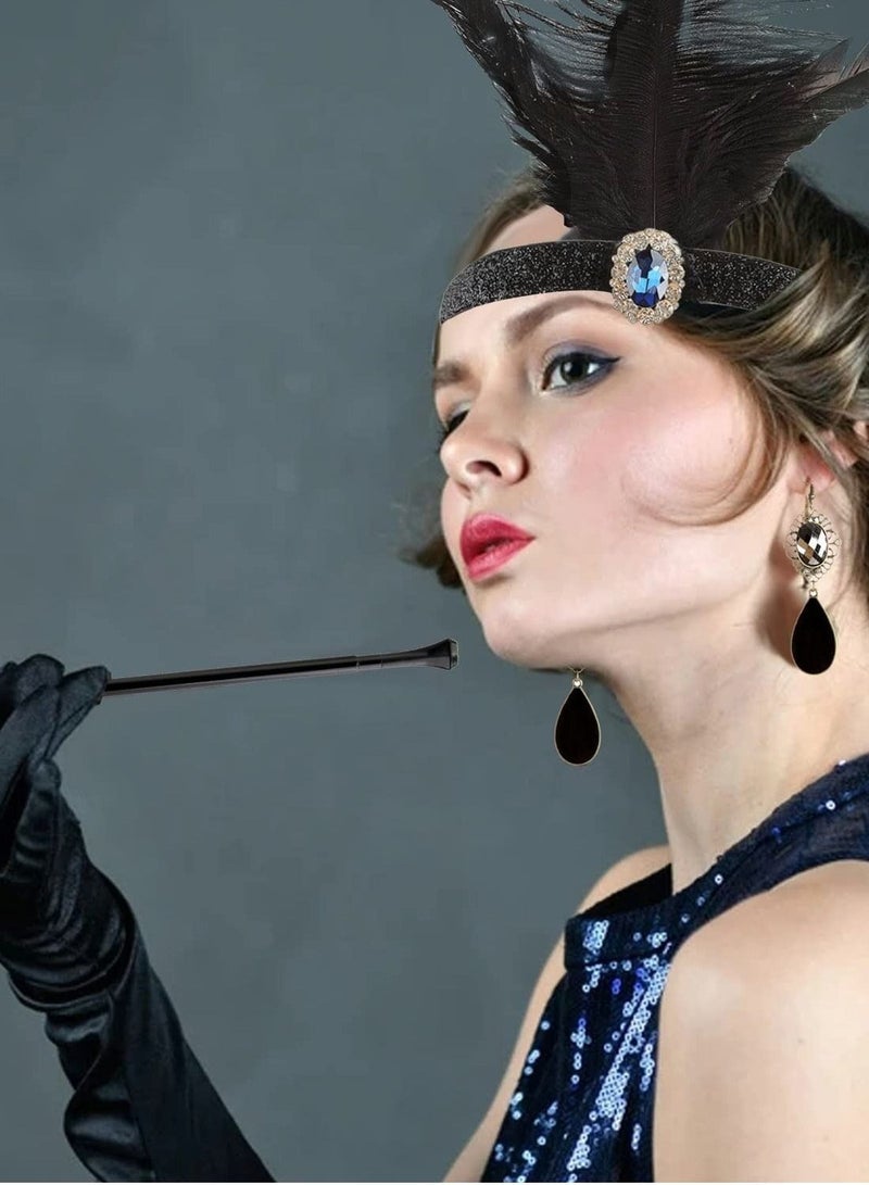 Party Dress Up Set, 1920s Flapper Accessories Set for Women, Fancy Dress Party Accessories with Flapper Headband Long Gloves Pearl Necklace, Theme Party Accessories - Image 2