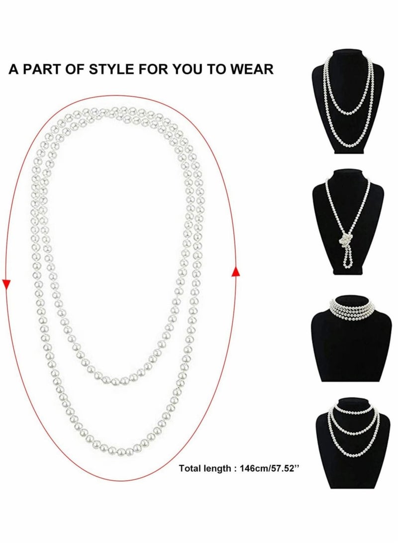 Party Dress Up Set, 1920s Flapper Accessories Set for Women, Fancy Dress Party Accessories with Flapper Headband Long Gloves Pearl Necklace, Theme Party Accessories - Image 3