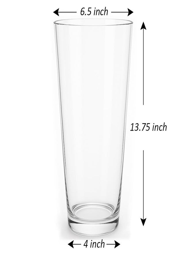 CYS EXCEL 13.75" Tall Clear Glass Cylinder Vase Taper Down Flower Vase with 6.5" Wide Opening Elegant Centerpiece for Weddings, Events, and Home Décor - Image 2
