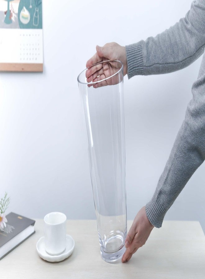 CYS EXCEL 13.75" Tall Clear Glass Cylinder Vase Taper Down Flower Vase with 6.5" Wide Opening Elegant Centerpiece for Weddings, Events, and Home Décor - Image 3
