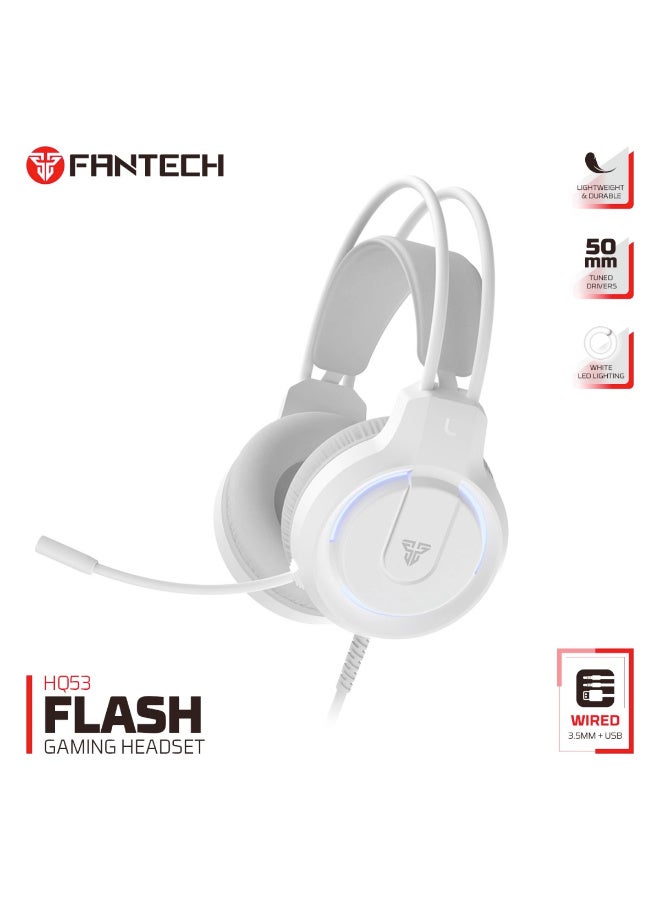 FANTECH HQ53 Flash Lightweight Wired Gaming Headset White - Image 1