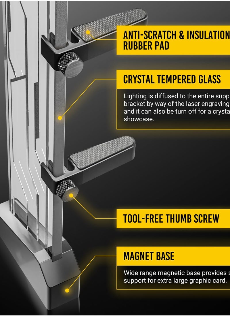 SYOSI - RGB GPU Support Bracket, Graphics Card Holder, Tempered Glass, Addressable RGB 5V 3PIN RGB Connector, Transparent Universal GPU Bracket, Multiple Orientations Connector, Infinity Mirror Design - Image 1