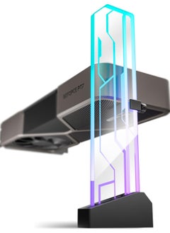 RGB GPU Support Bracket, Graphics Card Holder, Tempered Glass, Addressable RGB 5V 3PIN RGB Connector, Transparent Universal GPU Bracket, Multiple Orientations Connector, Infinity Mirror Design