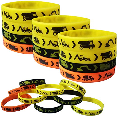 CupaPlay 24PCS Construction Zone Party Favors Rubber Bracelets - Construction Birthday Party Supplies Car Decorations Goodie Bag Stuffers Slicone Wristbands - Image 1