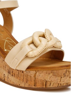 London Rag Cushion Chain Pin Buckle Wedges in Beige  - Image 5