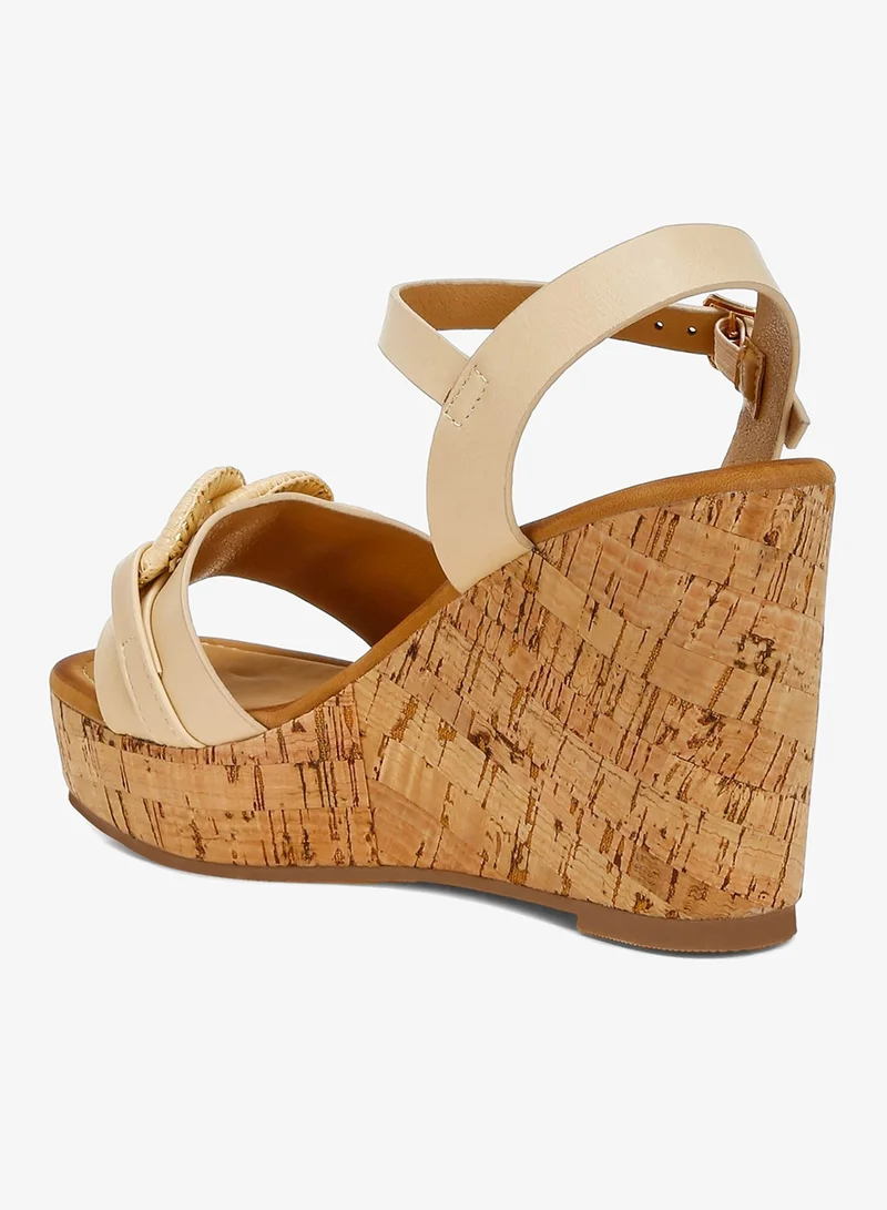 London Rag Beige Cushion Chain Pin Buckle Wedges in Beige for Women | Best Price UAE