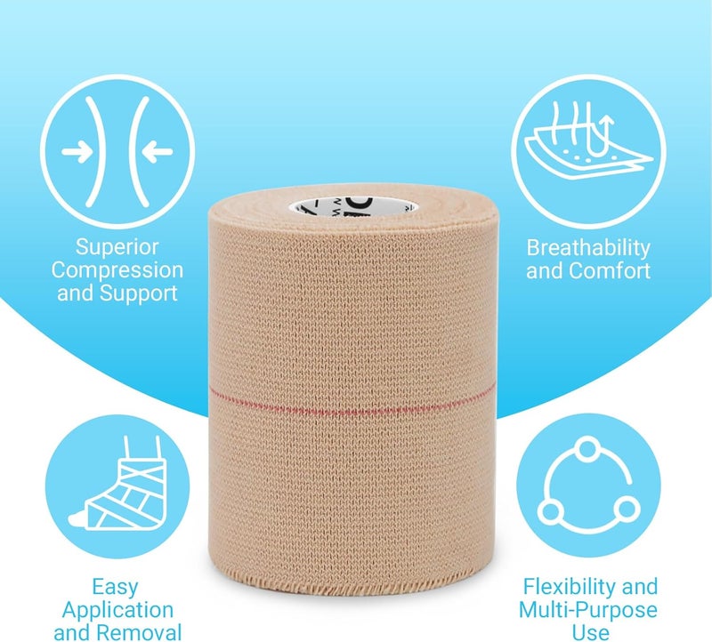 OK TAPE Elastic Adhesive Tape Bandage Tape Wrap  4 Rolls Flexible Stretch Bandages for Sports Ankle Knee and Wrist Sprains Beige2 Inch Wide - Image 3