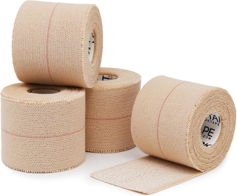OK TAPE Elastic Adhesive Tape Bandage Tape Wrap  4 Rolls Flexible Stretch Bandages for Sports Ankle Knee and Wrist Sprains Beige2 Inch Wide - Image 1