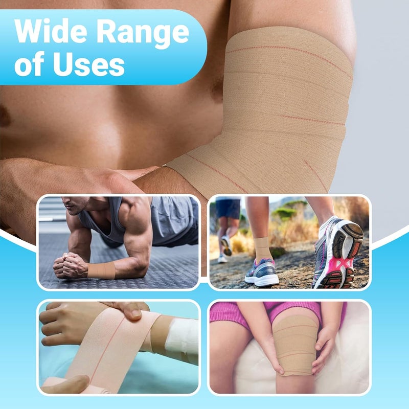 OK TAPE Elastic Adhesive Tape Bandage Tape Wrap  4 Rolls Flexible Stretch Bandages for Sports Ankle Knee and Wrist Sprains Beige2 Inch Wide - Image 4