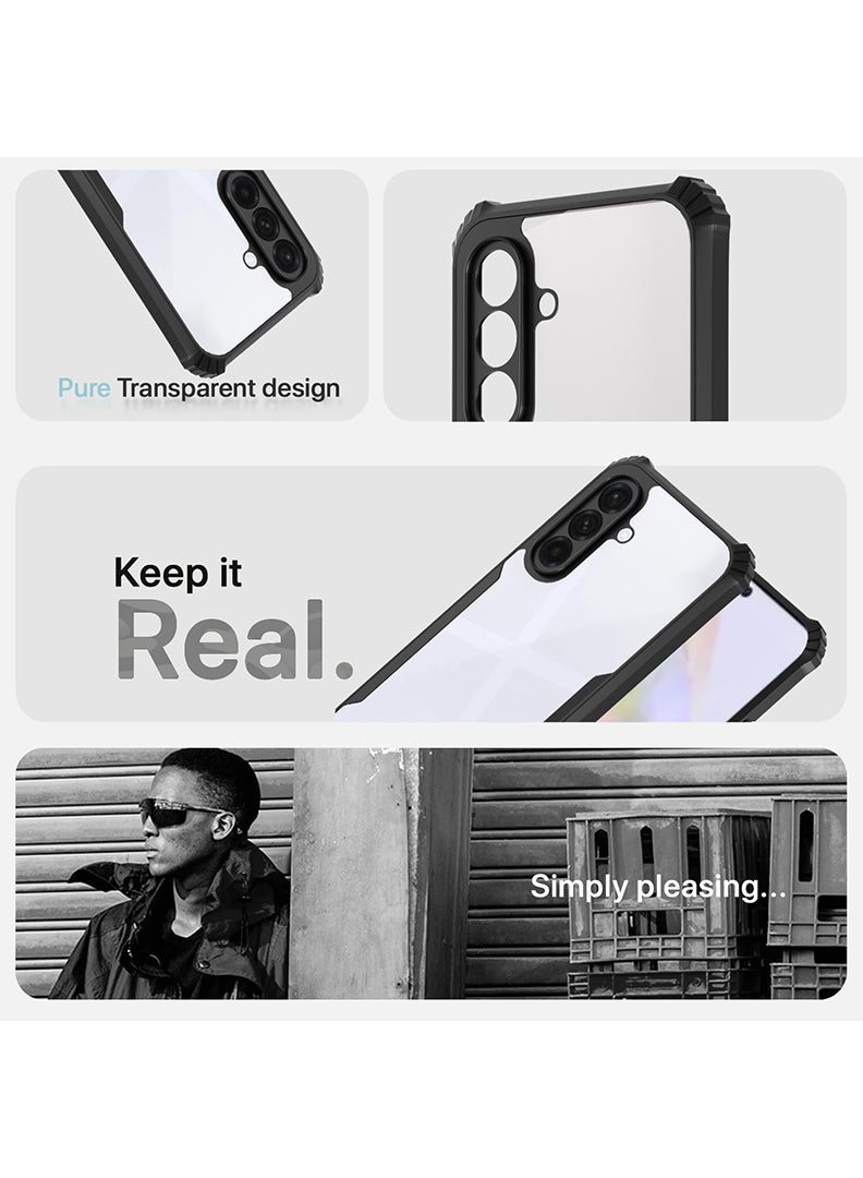 Case Up Case For Samsung Galaxy A56 Crystal Clear Tactical Back Cover Case With 360 Degree Protection, Shockproof Bumper Protective Phone Cover, Anti-Scratch Hard PC Back (Clear) - Image 3