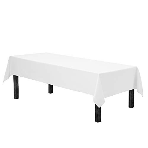 Gee Di Moda Rectangle Tablecloth - 60 x 126 Inch White Table Cloth for 8 Foot Rectangle Table - Heavy Duty Washable Fabric - for 8 Ft Buffet Table, Holiday Party, Dinner, Wedding & Baby Shower - Image 2