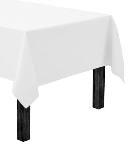 Gee Di Moda Rectangle Tablecloth - 60 x 126 Inch White Table Cloth for 8 Foot Rectangle Table - Heavy Duty Washable Fabric - for 8 Ft Buffet Table, Holiday Party, Dinner, Wedding & Baby Shower - Image 1