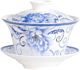 Liang baobao Liang baobao Chinese Porcelain Teacups 10oz Gaiwan Peony Lotus Flower Tureen Tradition Sancai Cover Bowl Lip Cup Saucer  - Image 1