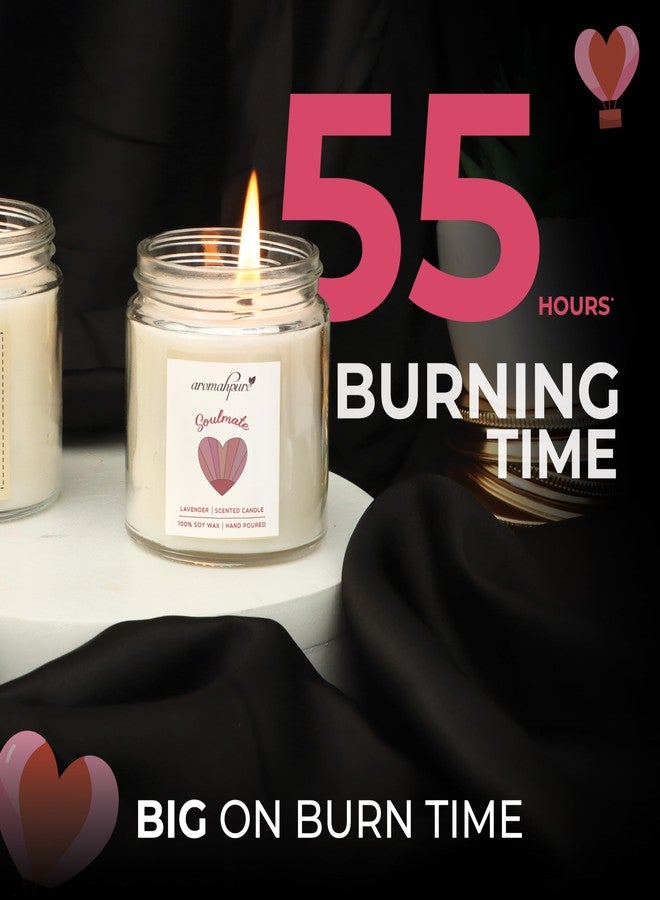 Aromahpure Valentines Scented Candles Gift Set for Girlfriend & Boyfriend | I Love You (Rose) & Soulmate (Lavender) Fragrances | Burns Upto 50hrs Soy Wax Candle Jar | Candles for Home Decor - Image 5
