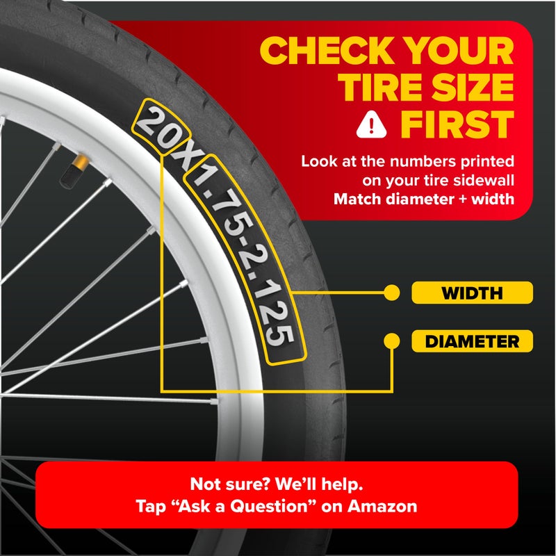 Ultraverse 20" Bike Inner Tubes 20 x 1.75, 1.95, 2.00, 2.125, â€“ Butyl Rubber Bicycle Tubes with Schrader Valve â€“ Replacement Tube for Kids, BMX, Cruiser, Mountain & Electric Bikes â€“ Set of 2 - Image 2