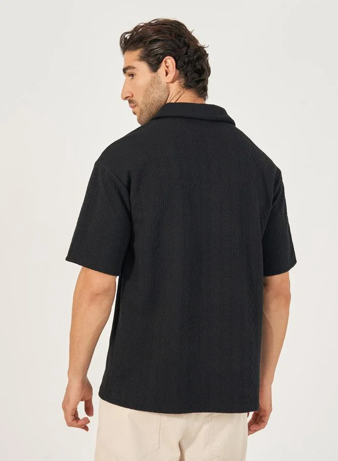 Styli Geometric Jacquard Relaxed Fit Polo