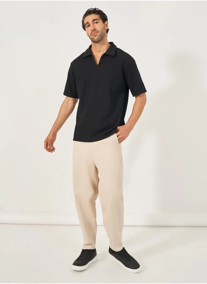 Styli Geometric Jacquard Relaxed Fit Polo