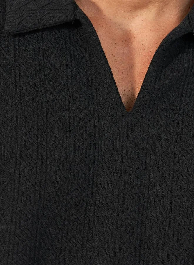 Styli Geometric Jacquard Relaxed Fit Polo