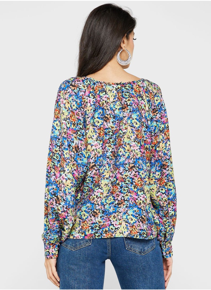 VERO MODA - Printed Puff Sleeve Top - Image 1