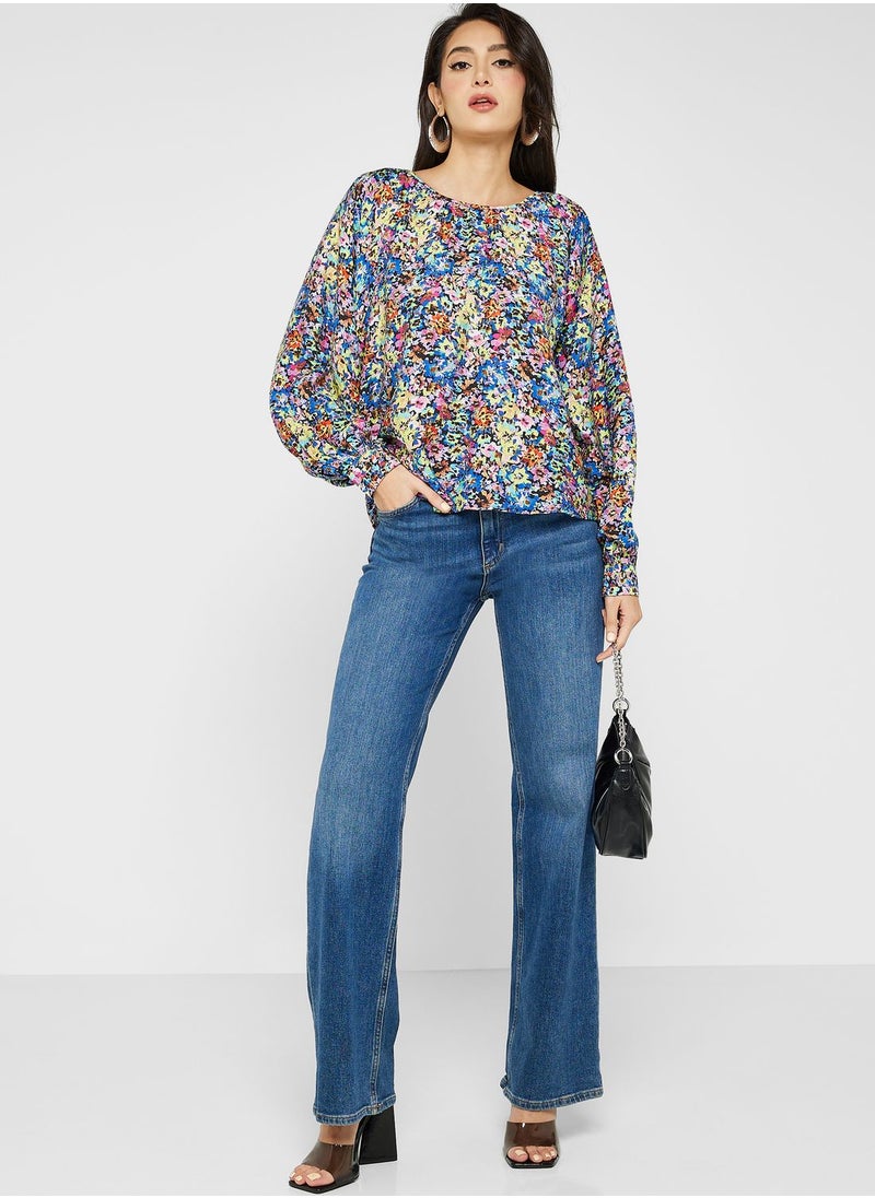 VERO MODA - Printed Puff Sleeve Top - Image 1