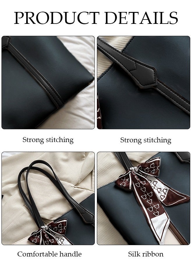 DUNISO Womens Shoulder Tote Bag Faux Leather Handbag for Women Large Capacity Messenger Fashionable Travel Shoulder Bag for Ladies Girls College Students - Image 3