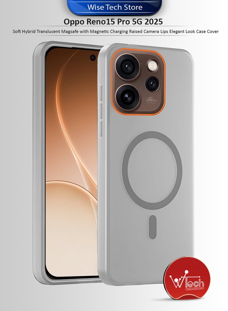 Wtech Oppo Reno15 Pro 5G 2025 Hybrid Translucent Magsafe with Magnetic Charging Raised Camera Lips Elegant Look Case Cover (MCMPMN) - Grey - Image 1