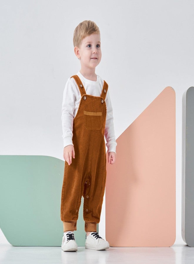 Volunboy Infant Baby Boy Corduroy Overalls Kids Bib Pants Suspenders Trousers Strap Jumpsuit Bottom Outfit (Pumpkin, 9-12 Months) - Image 4