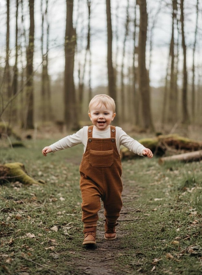 Volunboy Infant Baby Boy Corduroy Overalls Kids Bib Pants Suspenders Trousers Strap Jumpsuit Bottom Outfit (Pumpkin, 9-12 Months) - Image 2