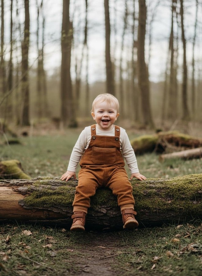 Volunboy Infant Baby Boy Corduroy Overalls Kids Bib Pants Suspenders Trousers Strap Jumpsuit Bottom Outfit (Pumpkin, 9-12 Months) - Image 3