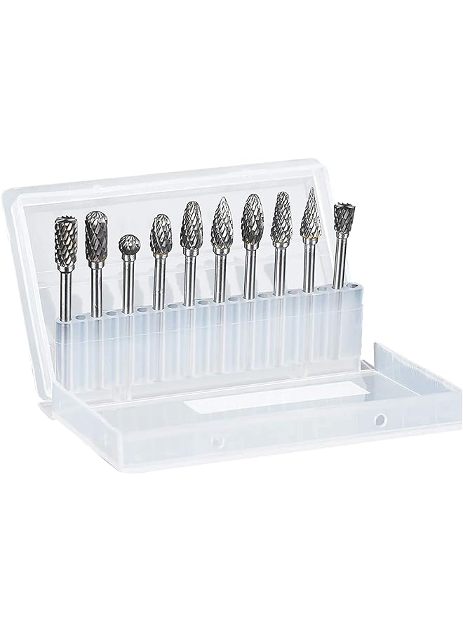 إيروريكس مجموعة رؤوس مثقاب دوارة من الكربيد مقاس 1.8 بوصة مع رأس مقاس 1.4 بوصة ورؤوس مثقاب دوارة مزدوجة القطع لطحن الخشب والحفر والنحت والتلميع، 10 قطع - Image 1