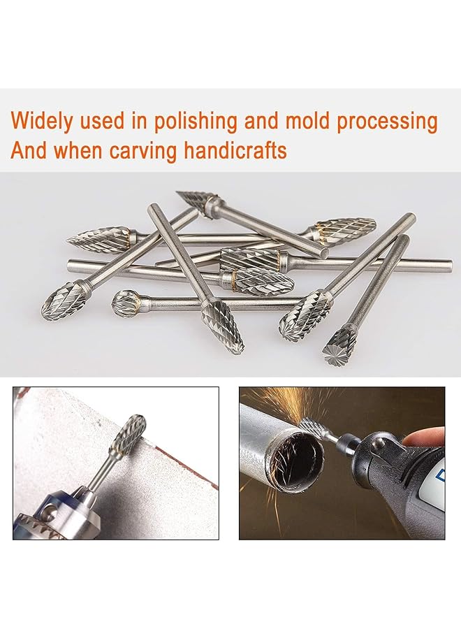 إيروريكس مجموعة رؤوس مثقاب دوارة من الكربيد مقاس 1.8 بوصة مع رأس مقاس 1.4 بوصة ورؤوس مثقاب دوارة مزدوجة القطع لطحن الخشب والحفر والنحت والتلميع، 10 قطع - Image 5