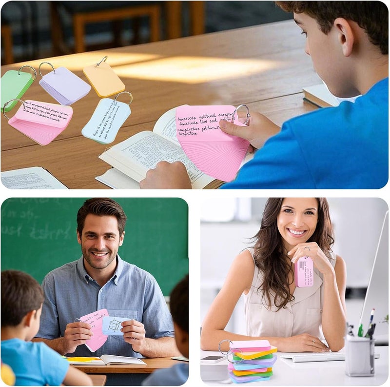 Koogel 250PCS Colored Index Cards with Rings, Flash Cards for Studying, 2.2 x 3.5 Inch Portable Notecard with Cover for School Vocabulary Words Memory Nursing Note Taking Classroom College Essentials - Image 5