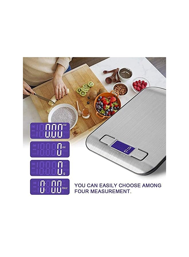 Mumoo Bear Bear Food Scale, 5kg/11lb Multifunction Digital Kitchen Scale with 1g/0.01oz Precise Graduation - Stainless Steel Platform with Backlit LCD Display Scale for Cooking, Baking and Mails - Silver - Image 2