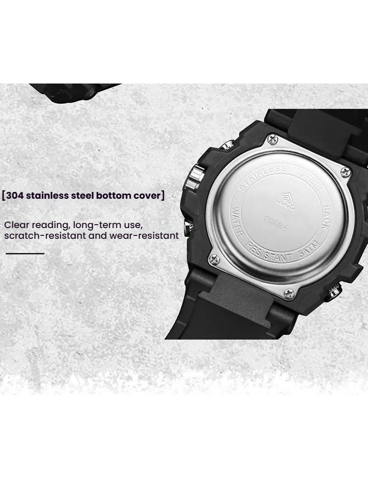 Watches for men analog-digital display quartz watch waterproof men's watch Silver