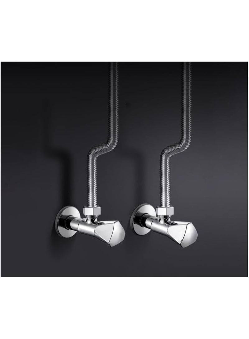 Premium Brass Angle Valve with Chrome Finish – Durable Water Control Stop Valve for Bathroom, Kitchen, Toilet, Basin, Geyser & Faucet Connection – Corrosion Resistant, Leak-Proof Design - Image 2