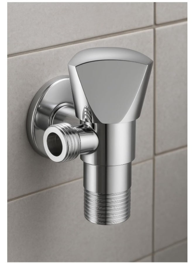 Premium Brass Angle Valve with Chrome Finish – Durable Water Control Stop Valve for Bathroom, Kitchen, Toilet, Basin, Geyser & Faucet Connection – Corrosion Resistant, Leak-Proof Design - Image 3