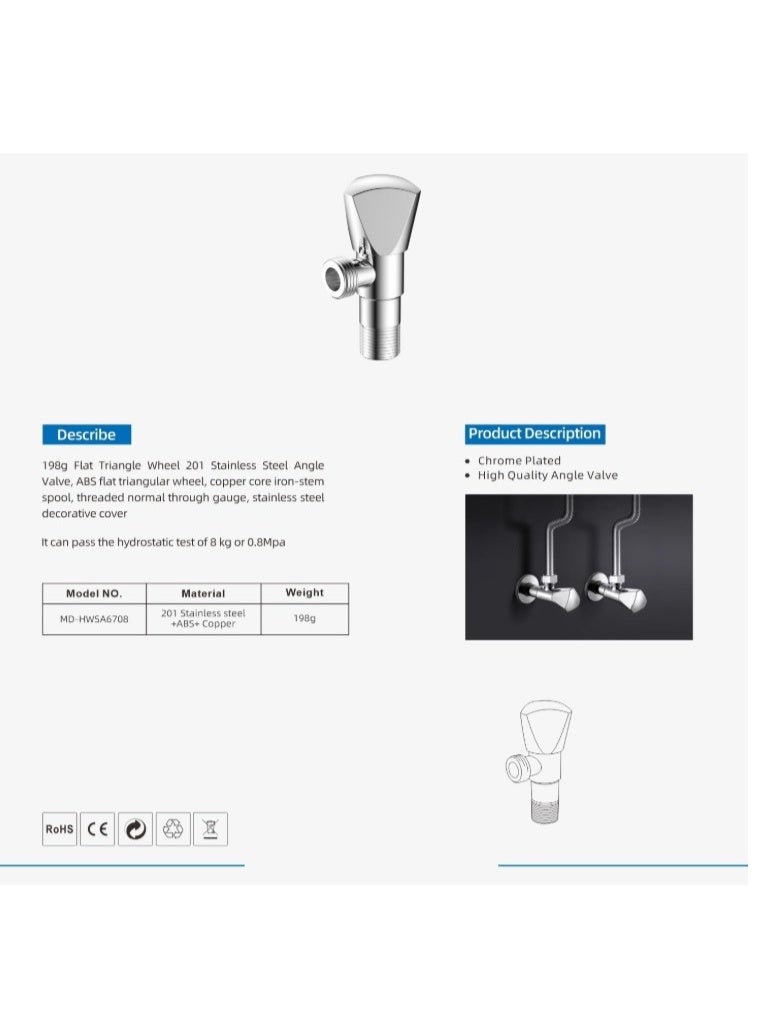 Premium Brass Angle Valve with Chrome Finish – Durable Water Control Stop Valve for Bathroom, Kitchen, Toilet, Basin, Geyser & Faucet Connection – Corrosion Resistant, Leak-Proof Design - Image 4