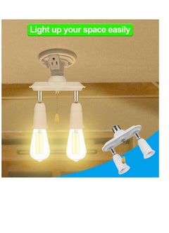 ماركة غير محددة محول لمبة سلسلة سحب، محول قابس مزدوج E26/E27، محول قابس قابل للتعديل 360 درجة وقابل للثني 180 درجة، محول لمبة سلسلة سحب.  - Image 3
