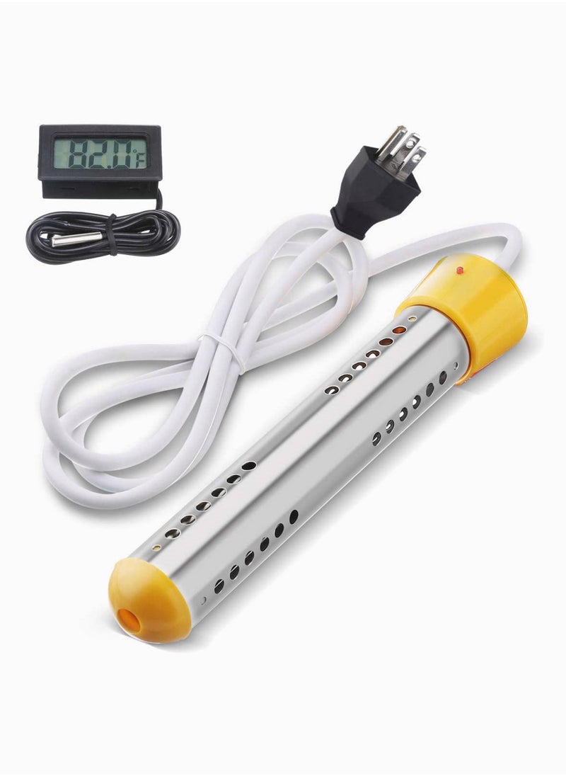 Generic - Portable Electric Immersion Water Heater with Stainless Steel Cover and Digital Thermometer for Pools, Bathtubs, and Basins - Fully Submersible Design - Image 1