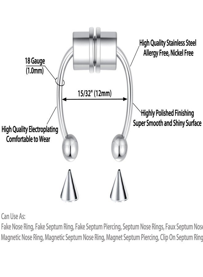 VELCARE 1 Pcs Fake Septum Nose Ring Piercing Magnet Magnetic Septum Nose Ring Piercings Fake Nose Piercing Piercings Nose Cuffs Nose Jewelry Clip On Nose Rings for Women Faux Nose Rings for Women Stainless Steel - Image 2
