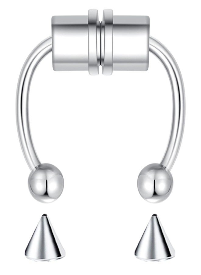 VELCARE 1 Pcs Fake Septum Nose Ring Piercing Magnet Magnetic Septum Nose Ring Piercings Fake Nose Piercing Piercings Nose Cuffs Nose Jewelry Clip On Nose Rings for Women Faux Nose Rings for Women Stainless Steel - Image 1