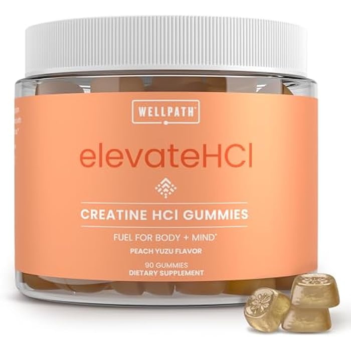 WellPath Creatine HCl Gummies 750mg – Chewable Creatine Gummies for Women and Men – 5g Creatine Monohydrate Equivalent - Cognitive & Performance Support – Vegan, Non-GMO, 90ct, Peach Yuzu Flavor - Image 1