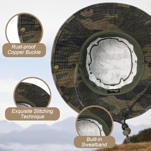 Phaiy Bucket Hat Wide Brim UV Protection Sun Hat Boonie Hats Fishing Hiking Safari Outdoor Hats for Men and Women Camo - Image 3