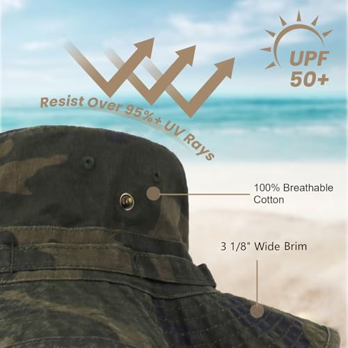 Phaiy Bucket Hat Wide Brim UV Protection Sun Hat Boonie Hats Fishing Hiking Safari Outdoor Hats for Men and Women Camo - Image 2