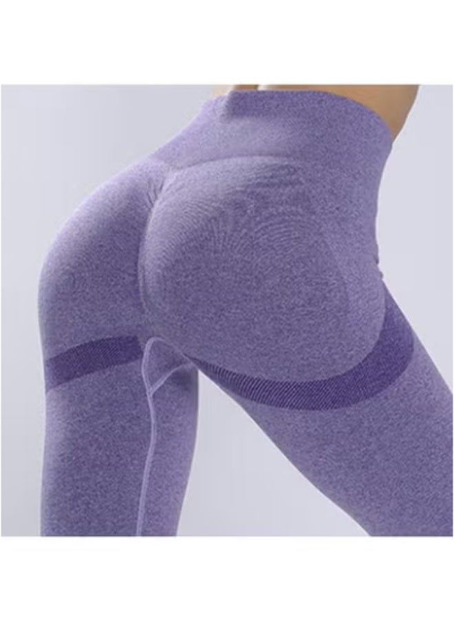 Arabest Workout Running Leggings Hip Lifting Seamless High Waist Tummy Control Gym Fitness Sport Pants for Women Blue M - Image 4