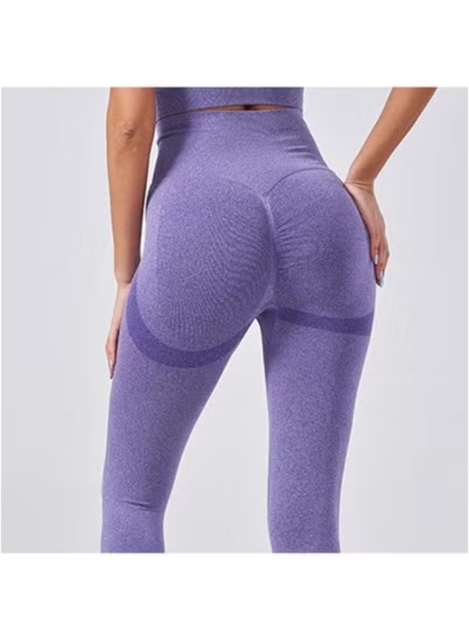 Arabest Workout Running Leggings Hip Lifting Seamless High Waist Tummy Control Gym Fitness Sport Pants for Women Blue M - Image 5