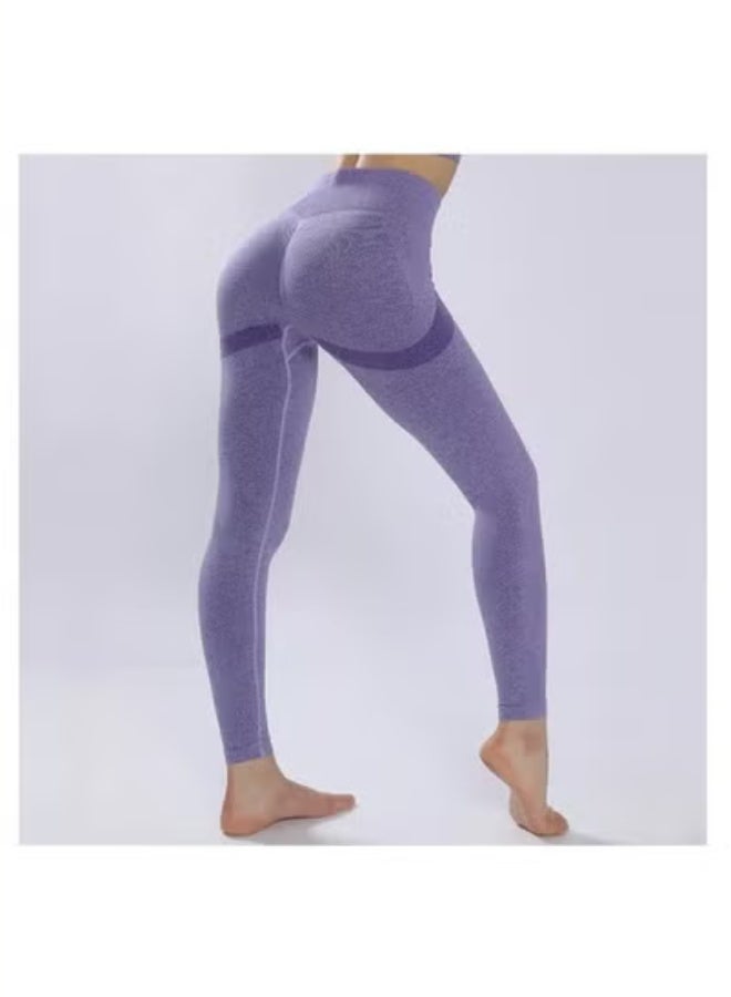 Arabest Workout Running Leggings Hip Lifting Seamless High Waist Tummy Control Gym Fitness Sport Pants for Women Blue M - Image 3