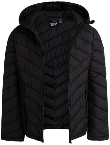 Reebok Girls Winter Jacket - Weather Resistant Hooded Quilted Puffer Parka Girls Jacket - Lightweight Warm Winter Coat, Size 7-8, Black - Image 2