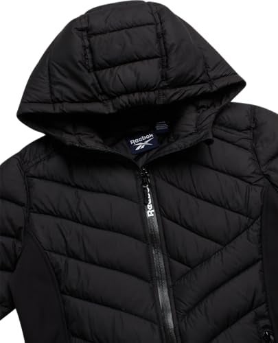 Reebok Girls Winter Jacket - Weather Resistant Hooded Quilted Puffer Parka Girls Jacket - Lightweight Warm Winter Coat, Size 7-8, Black - Image 5